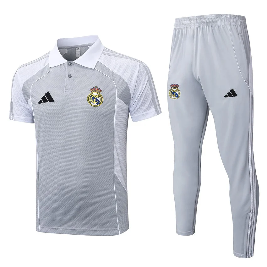 Survetement Real Madrid Polo 2025 2026 Gris Blanc