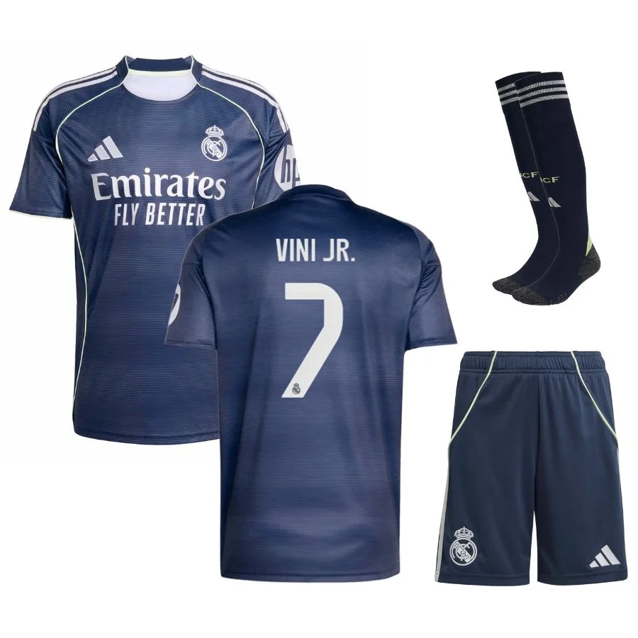 Maillot Kit Enfant Real Madrid Exterieur 2025 2026 Vini Jr.