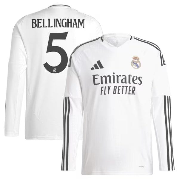 Maillot Real Madrid Domicile 2024 2025 Bellingham Manches Longues
