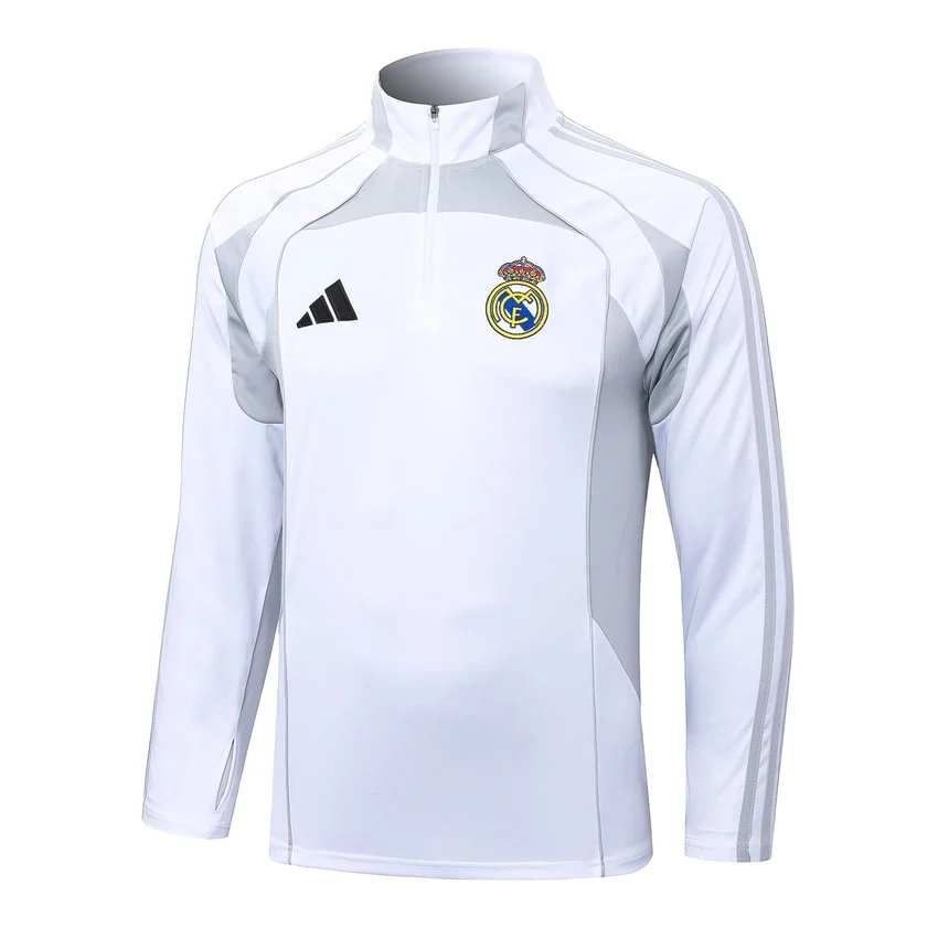 Survetement Real Madrid Training 2025 2026 Blanc Gris – Image 2