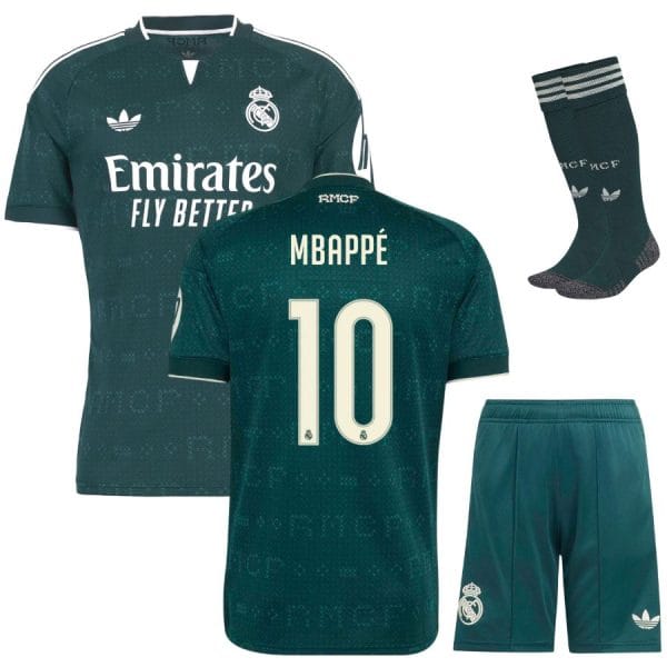 Maillot Kit Enfant Real Madrid Exterieur 2026 2027 Mbappe