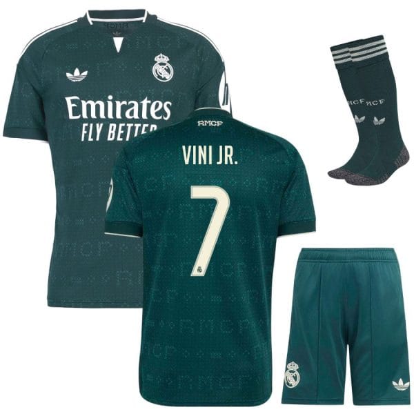 Maillot Kit Enfant Real Madrid Exterieur 2026 2027 Vini Jr.