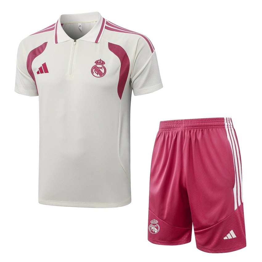 Survetement Real Madrid Polo 2026 2027 Beige Rouge (1)