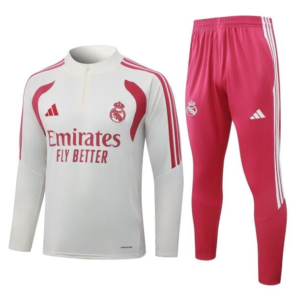 Survetement Real Madrid Training 2026-2027 Beige Rouge