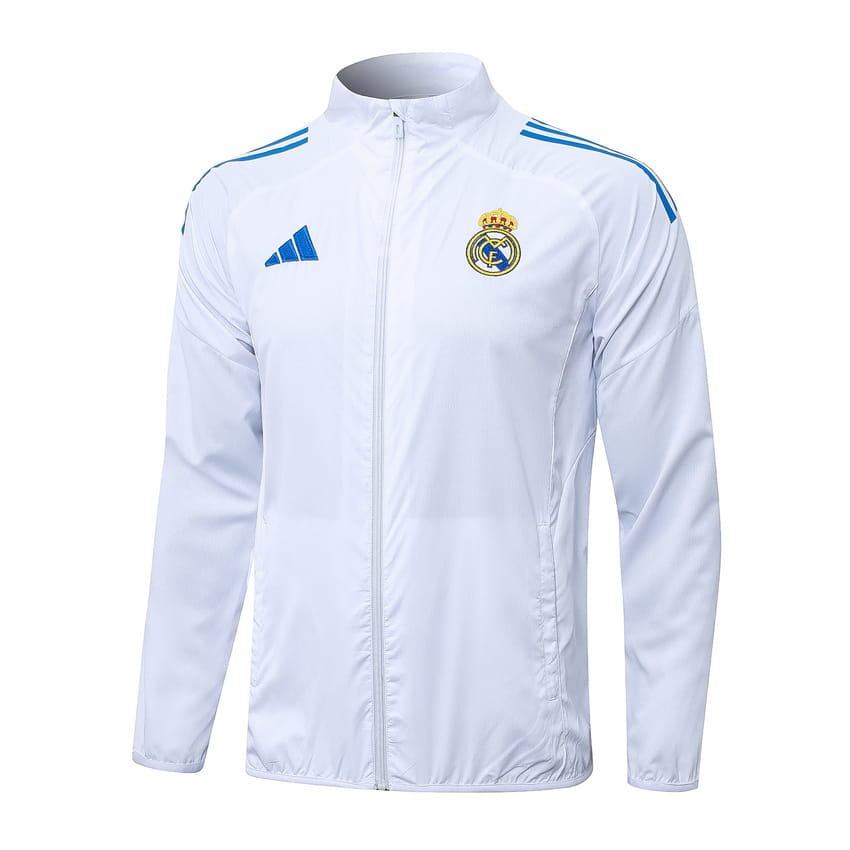 Survetement Real Madrid Veste 2025 2026 Blanc Bleu Ciel
